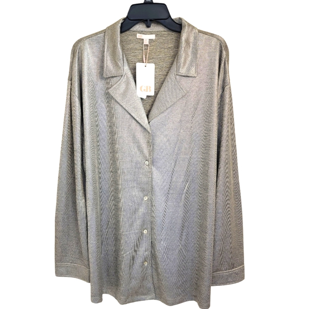 GB (Giani Bini) Metallic Silver Plus Size Blouse, NWT